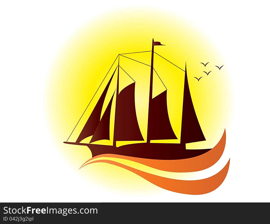 Yacht with yellow background logo type. Yacht with yellow background logo type.