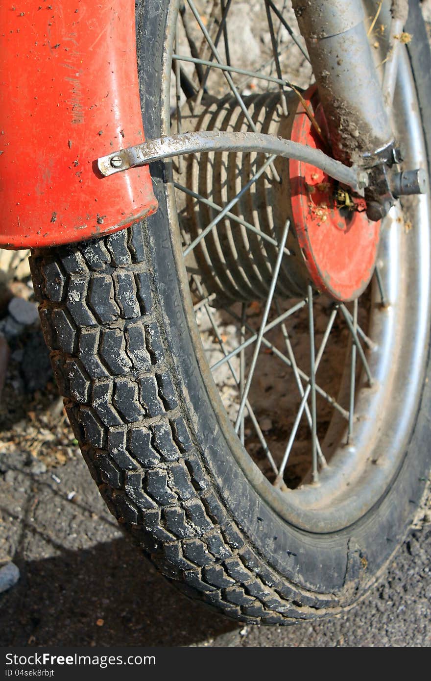 Wheel motorcycle close up