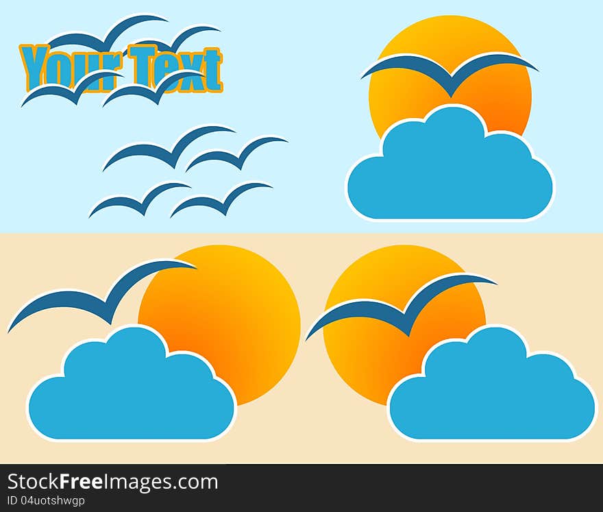 Sun and Cloud logo / illustration, can be used as logo of a travel company or hotel for seasonal holidays. Also available in to isolate from background.