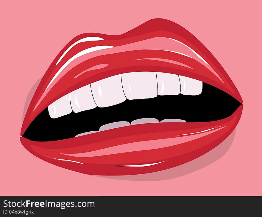 Illustration of big red lovely lips. Illustration of big red lovely lips