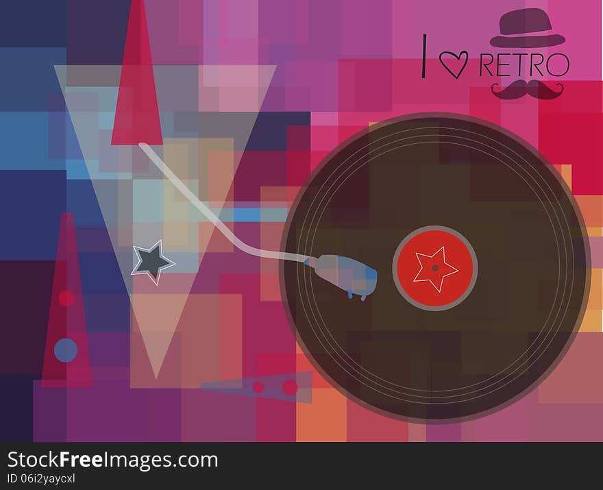 Colorful background with the gramophone