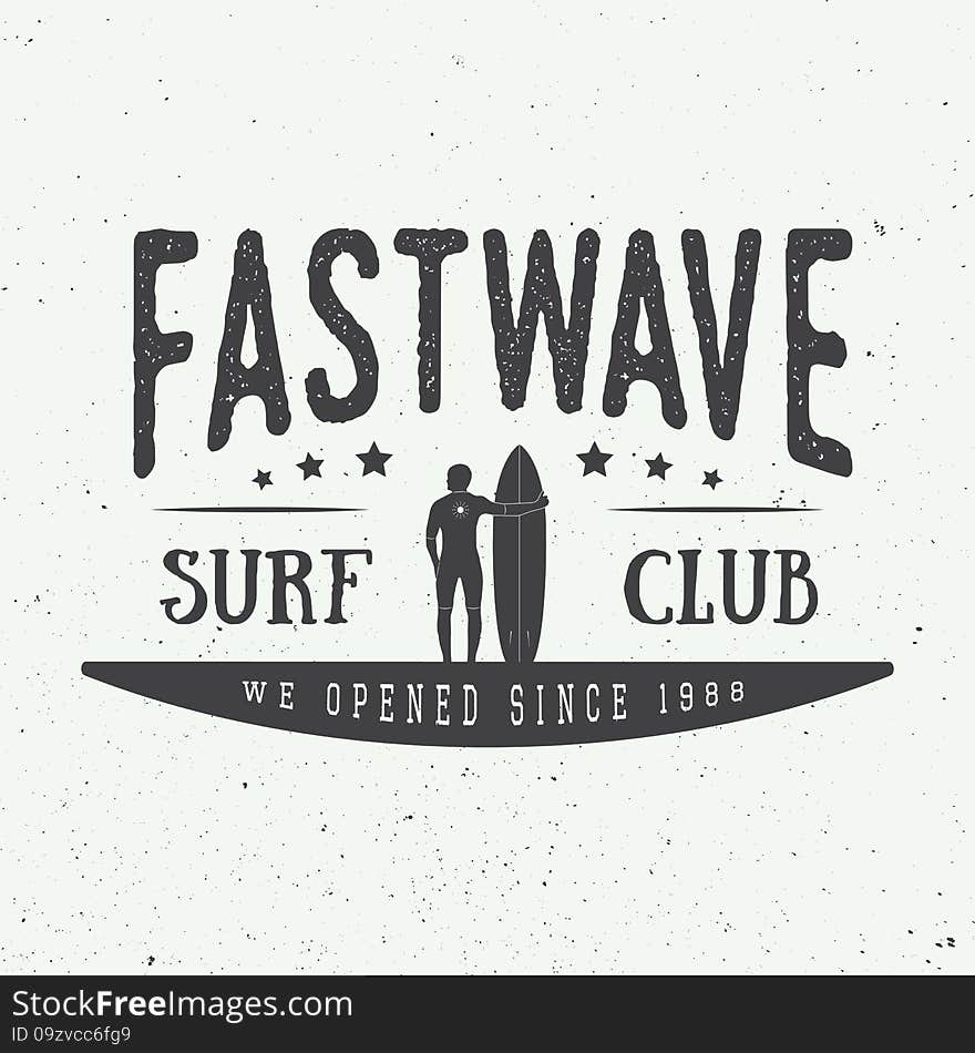 Surfing logo, label or badge. Vector illustration