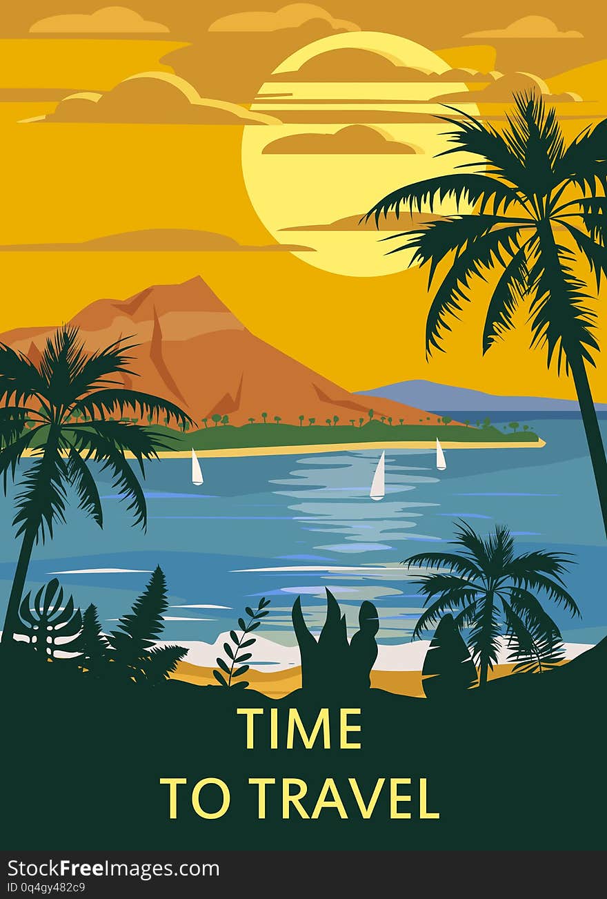 Retro Vintage Time to Trave style travel poster or sticker. Retro Vintage Time to Trave style travel poster or sticker