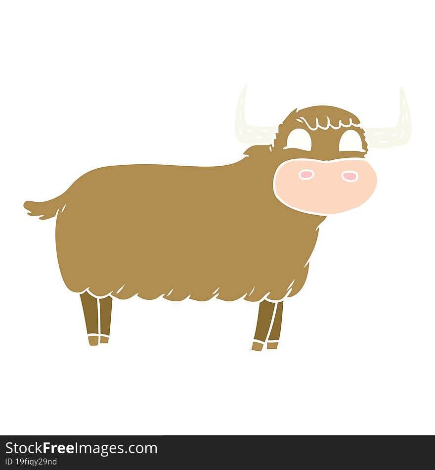 flat color style cartoon highland cow