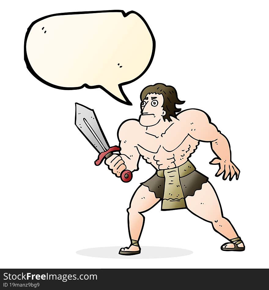 cartoon fantasy hero man with speech bubble