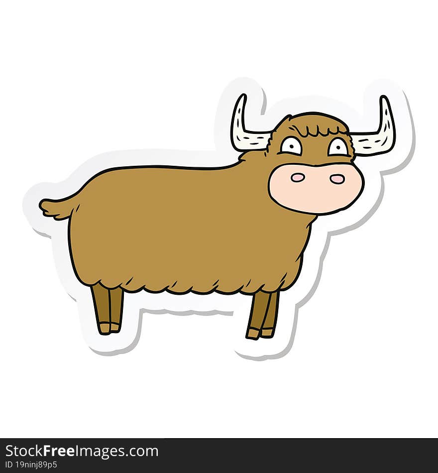 sticker of a cartoon highland cow