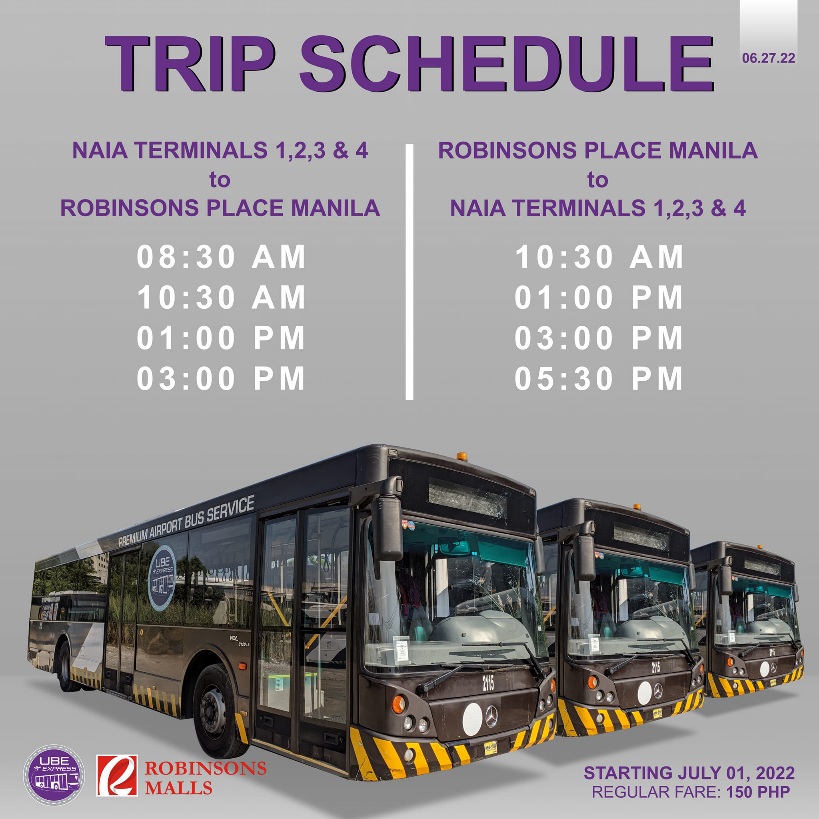 Fares, Schedule: NAIA Ube Express Shuttle Services