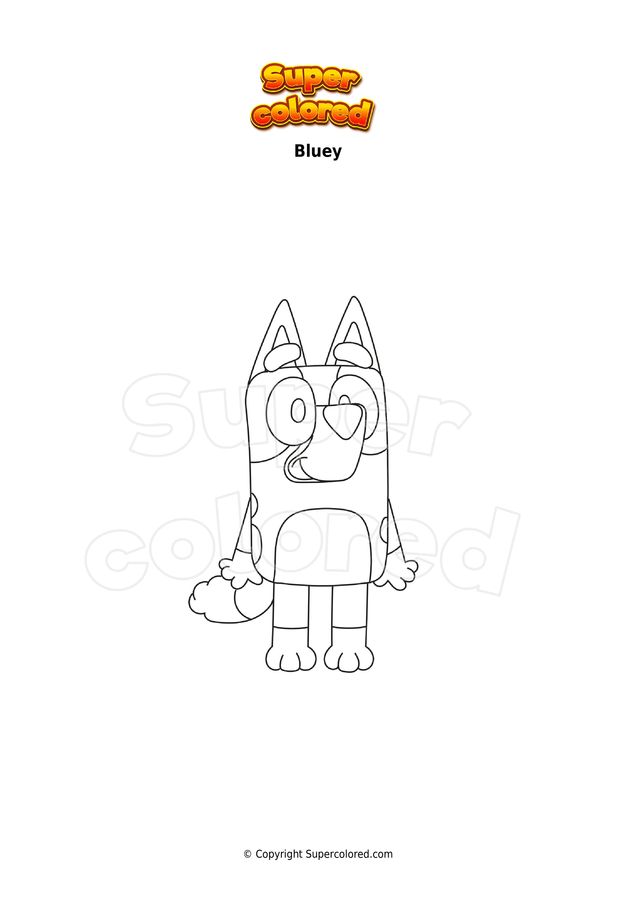 Bluey Dibujos para colorear🥅 Descubra o tigre vitorioso