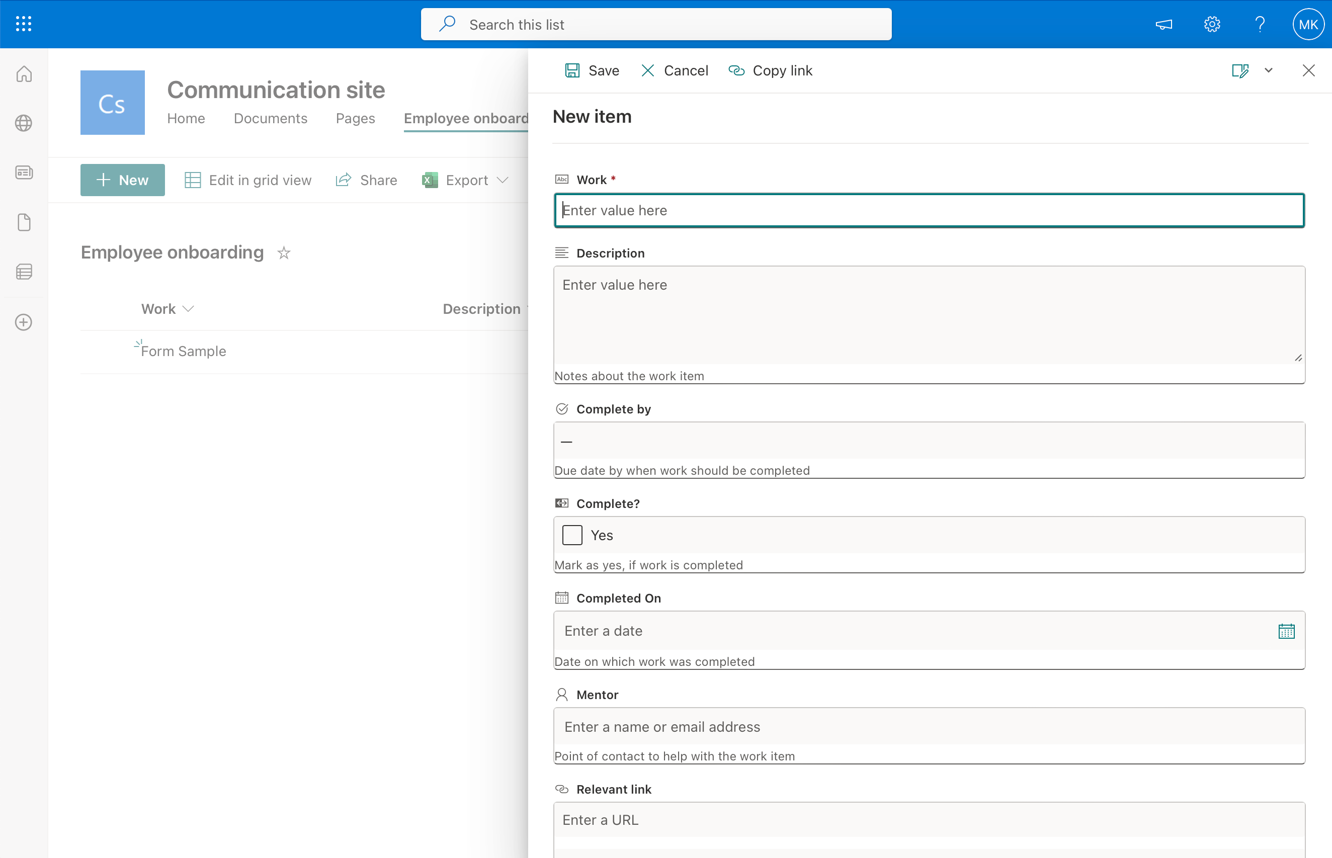 SharePoint Online form