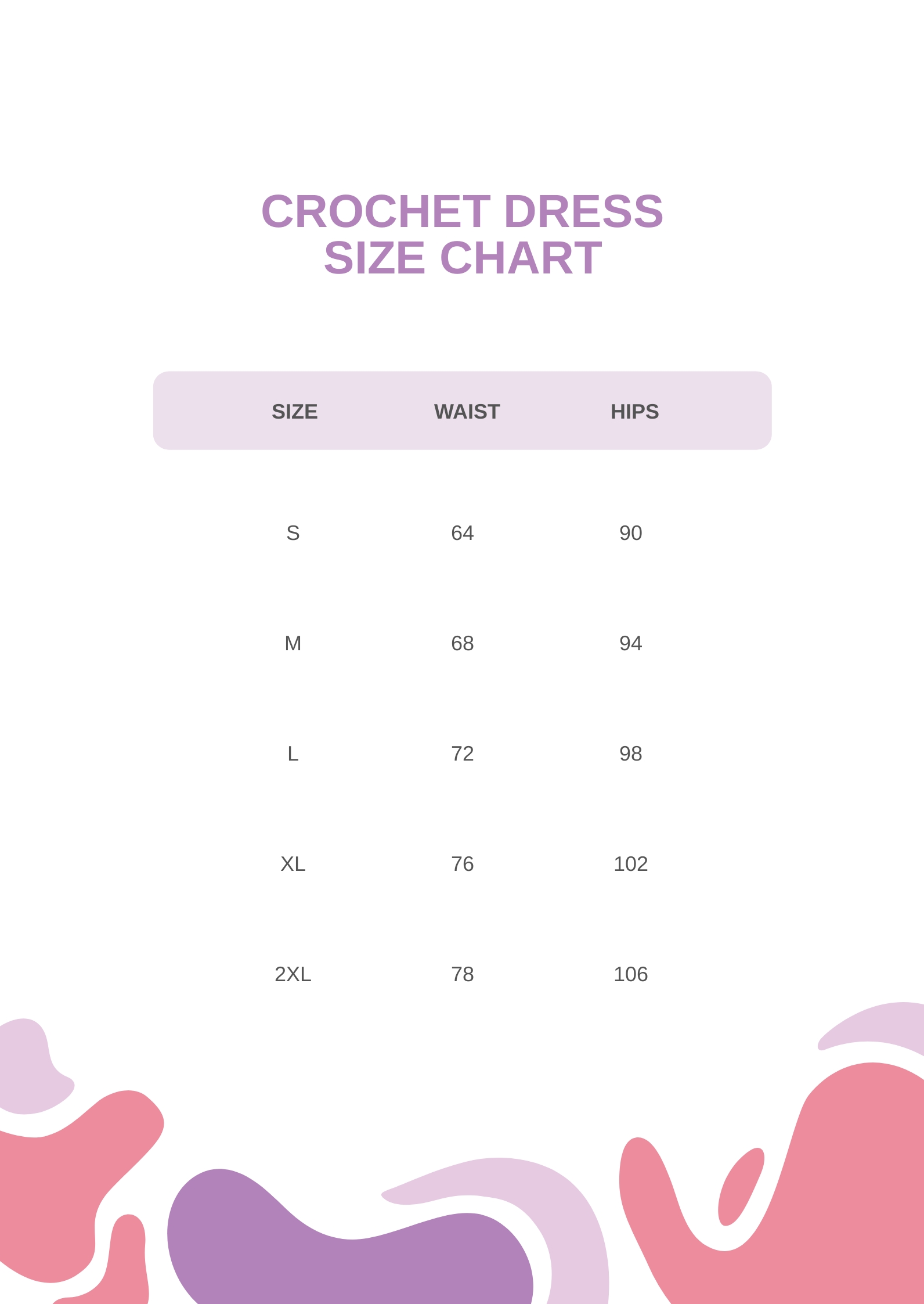 Crochet Dress Size Chart in PDF - Download | Template.net