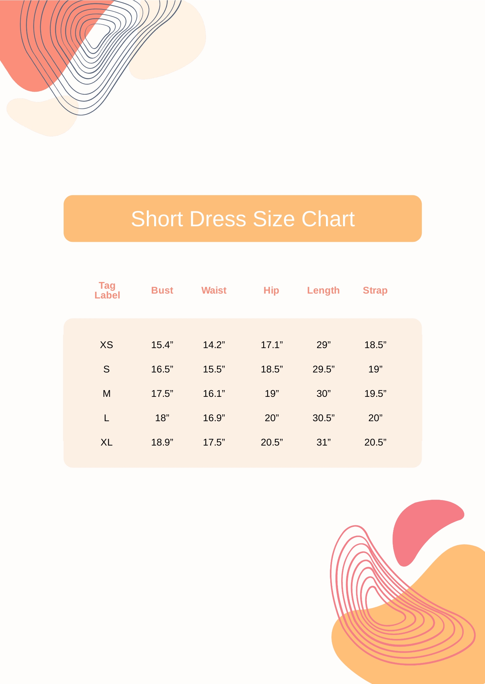 Short Dress Size Chart in PDF - Download | Template.net