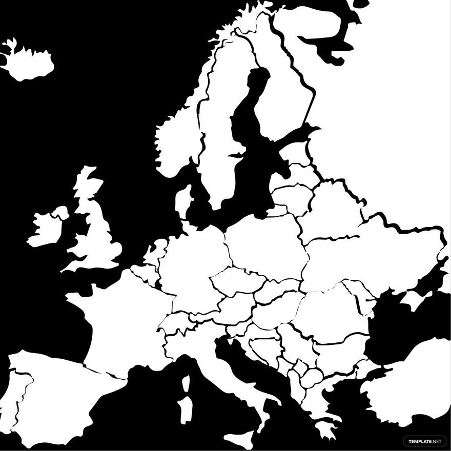 Black And White Europe Map Clipart