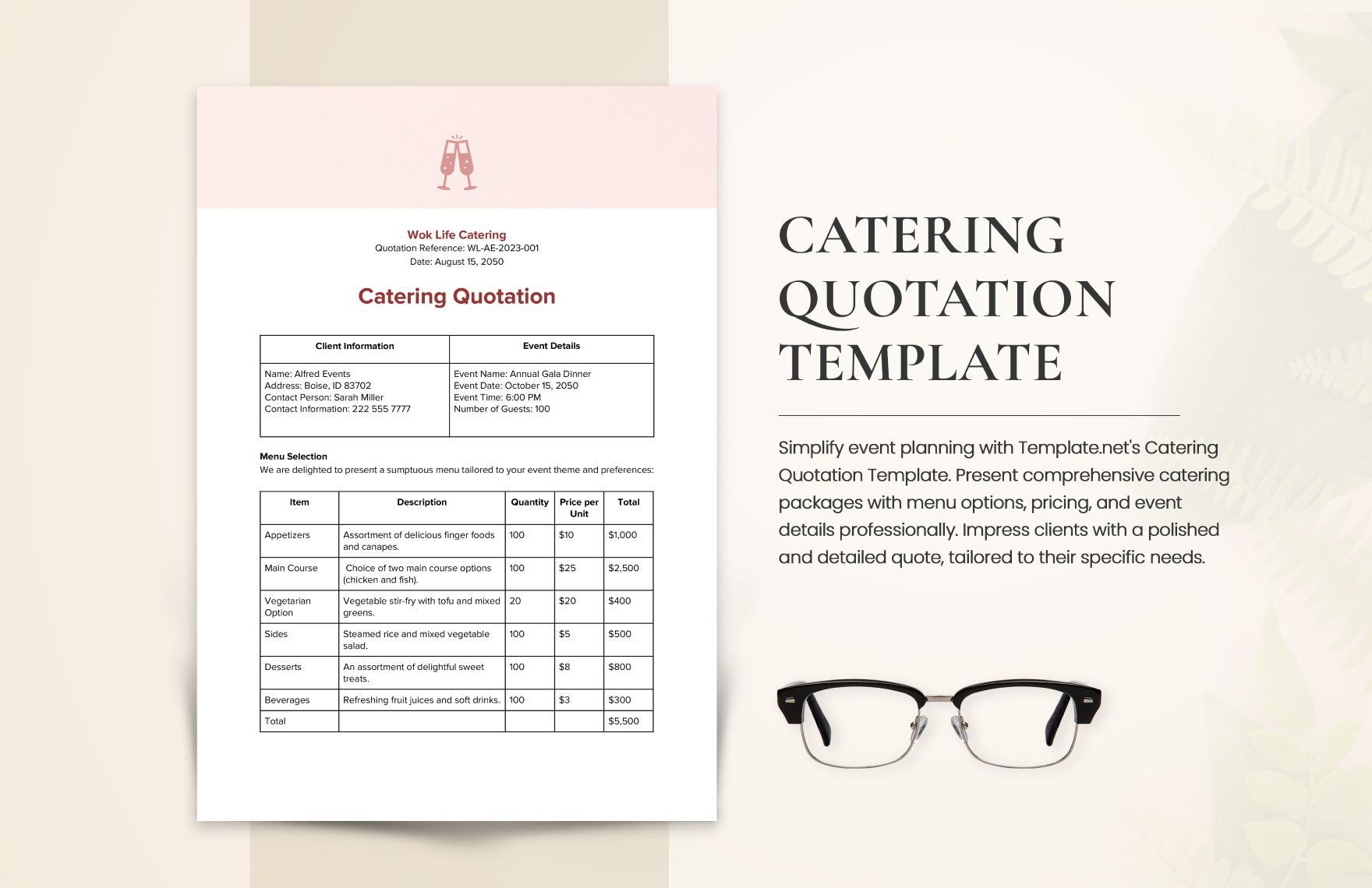 Catering Quotation Template in Google Sheets, Pages, Word, PDF, Google Docs, PSD - Download | Template.net