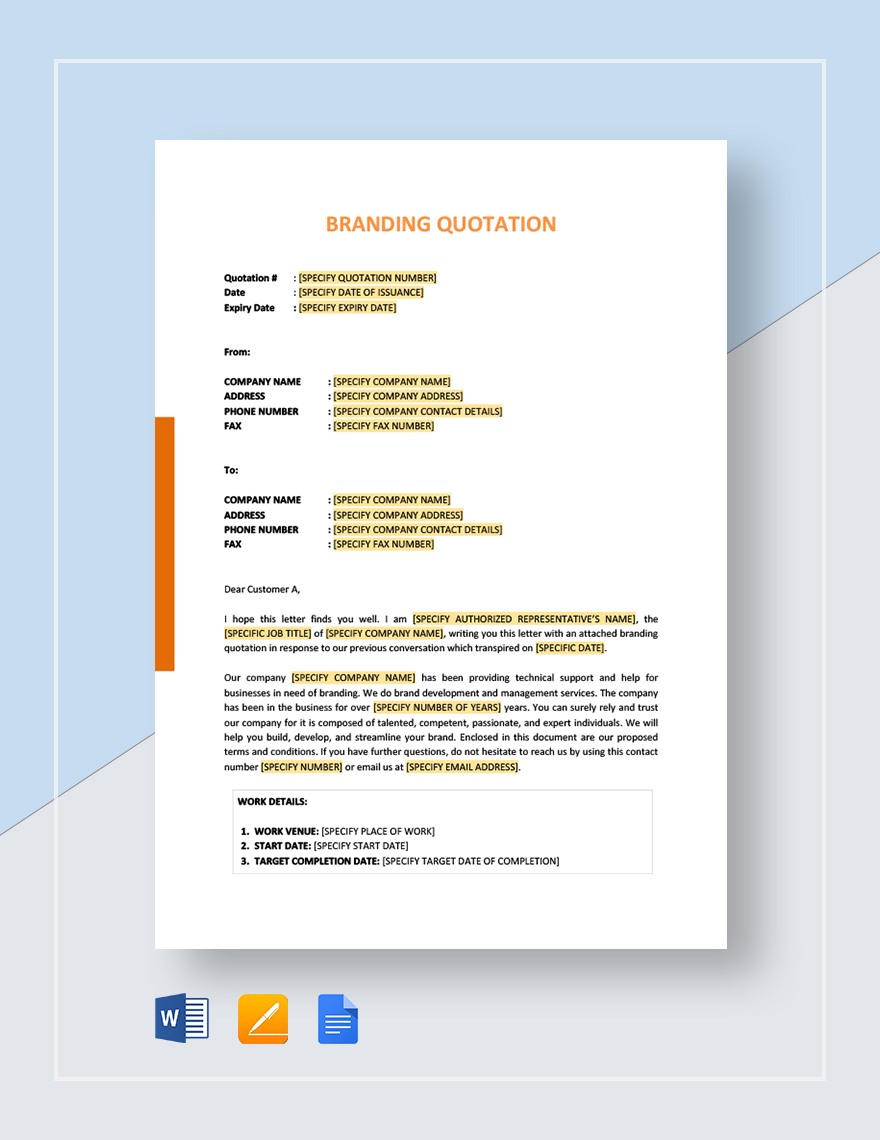 Branding Quotation Template