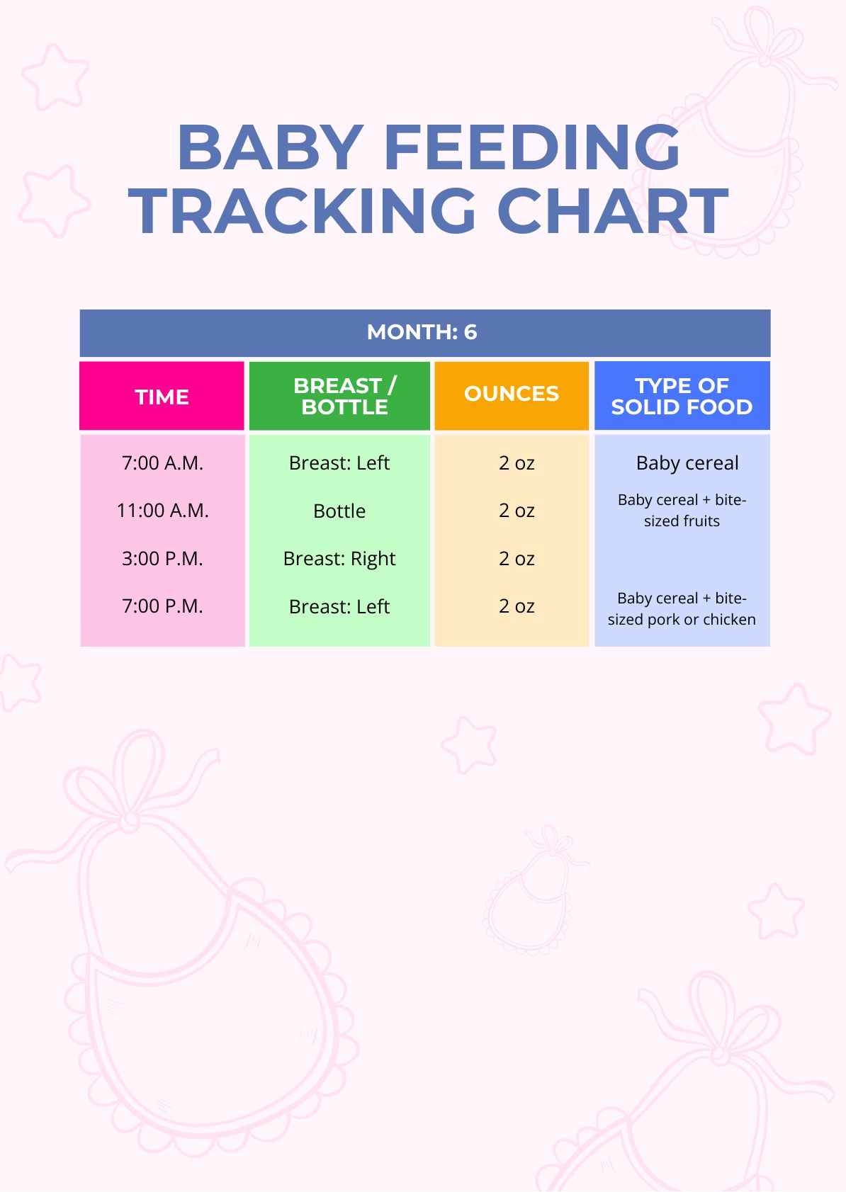 Baby Feeding Tracking Chart in PDF, Illustrator - Download | Template.net