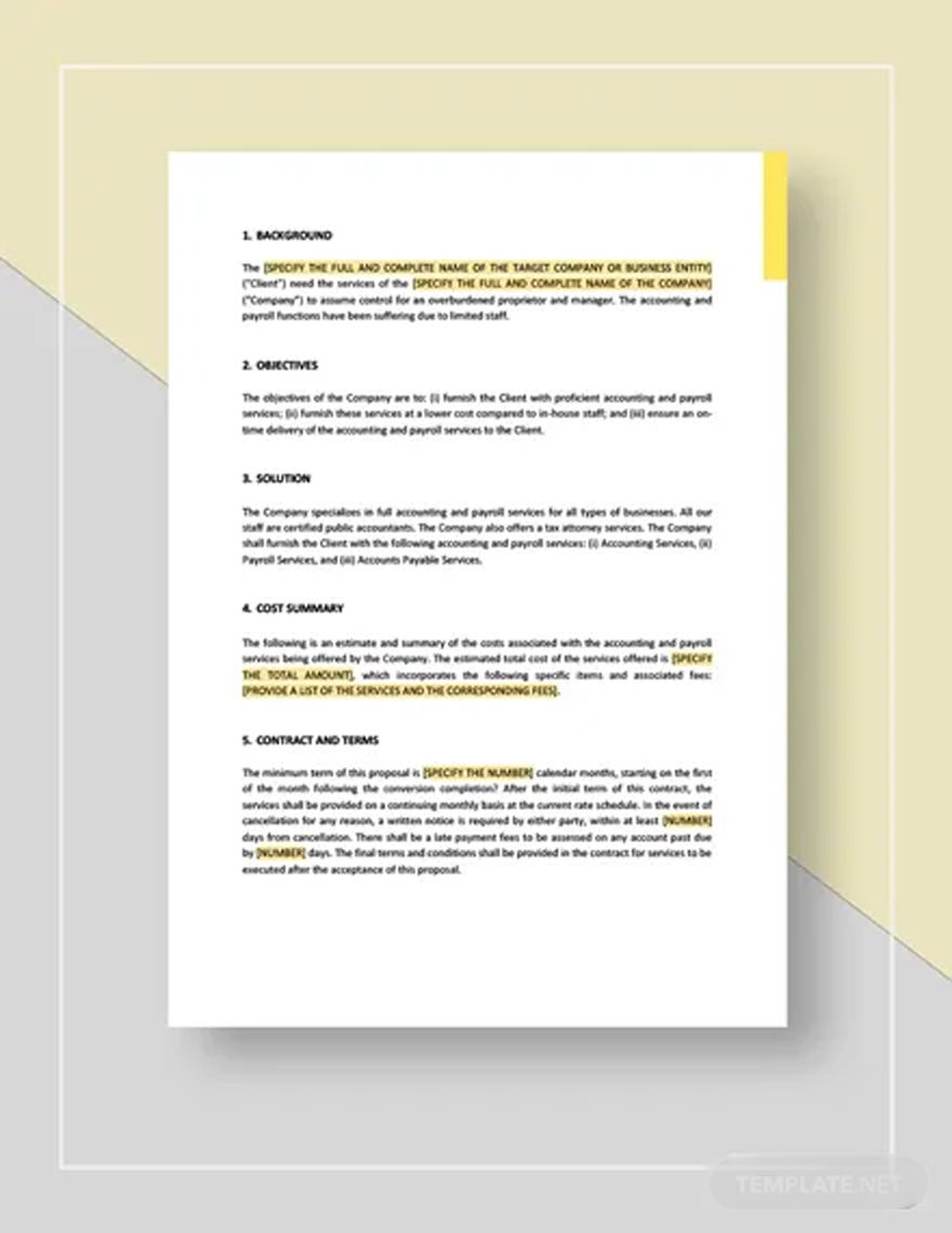 One Page Business Proposal Template