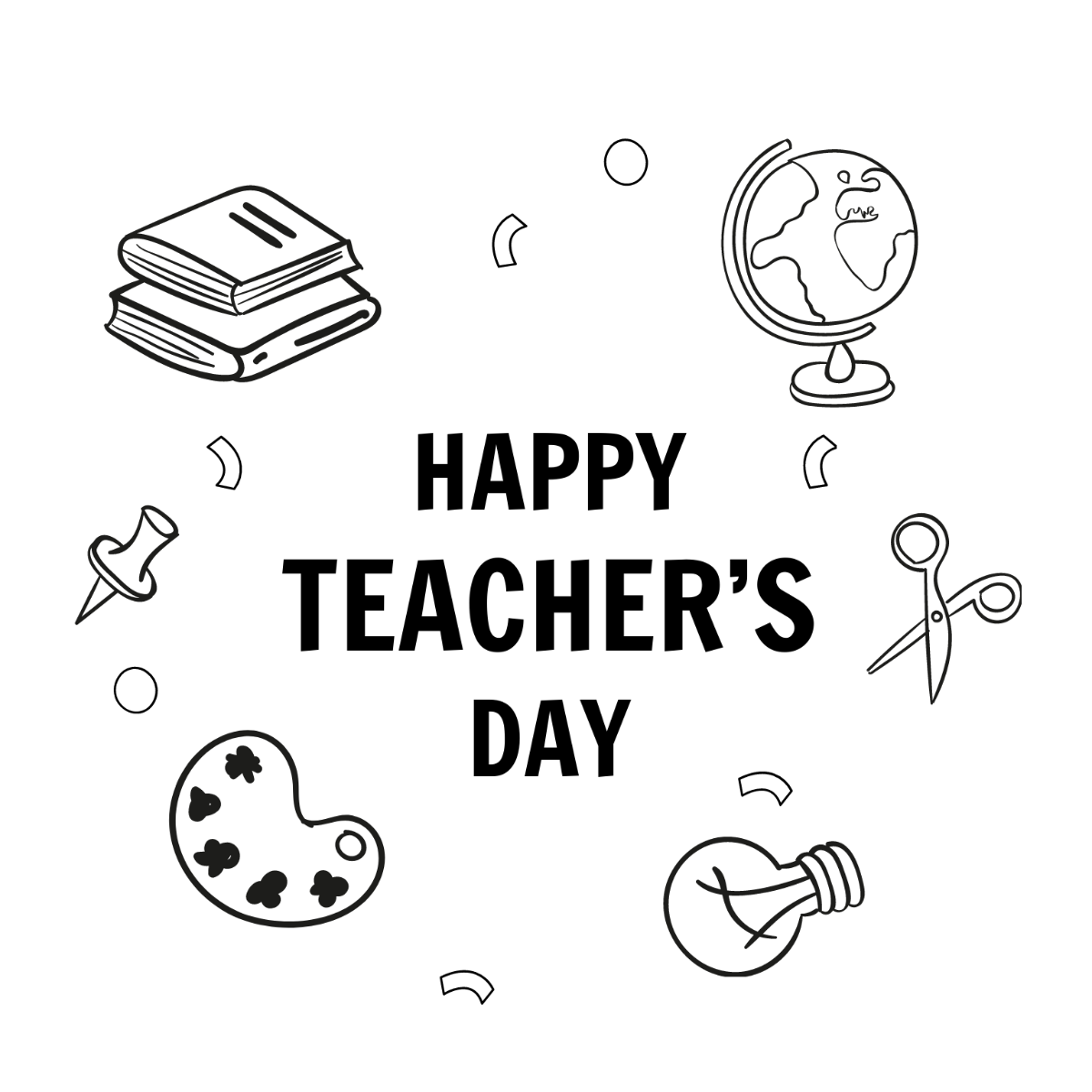 Happy Teacher Day Outline Drawing Template - Edit Online & Download