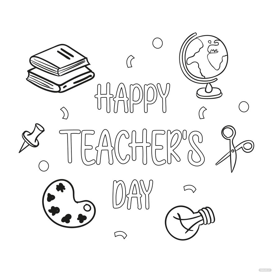 Happy Teacher Day Outline Drawing in PSD, Illustrator, SVG, JPG, EPS, PNG - Download | Template.net