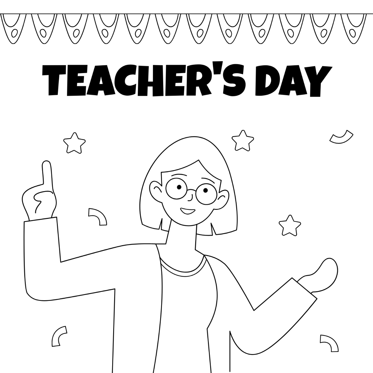 Teachers Day Illustration Drawing Template - Edit Online & Download