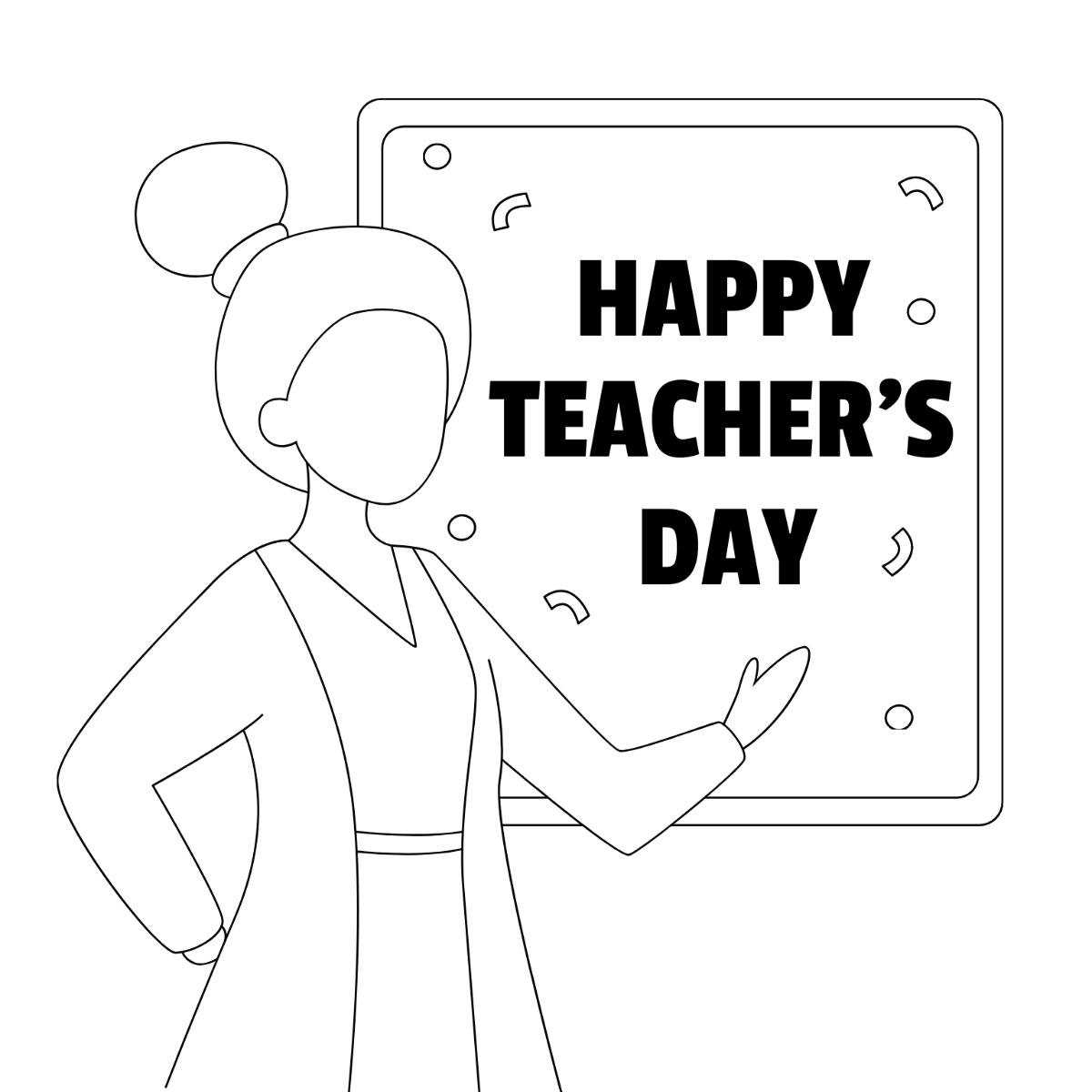 Teachers Day Cartoon Drawing Template - Edit Online & Download