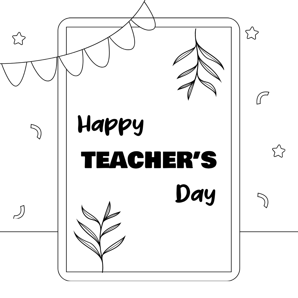 Teachers Day Greeting Card Drawing Template - Edit Online & Download