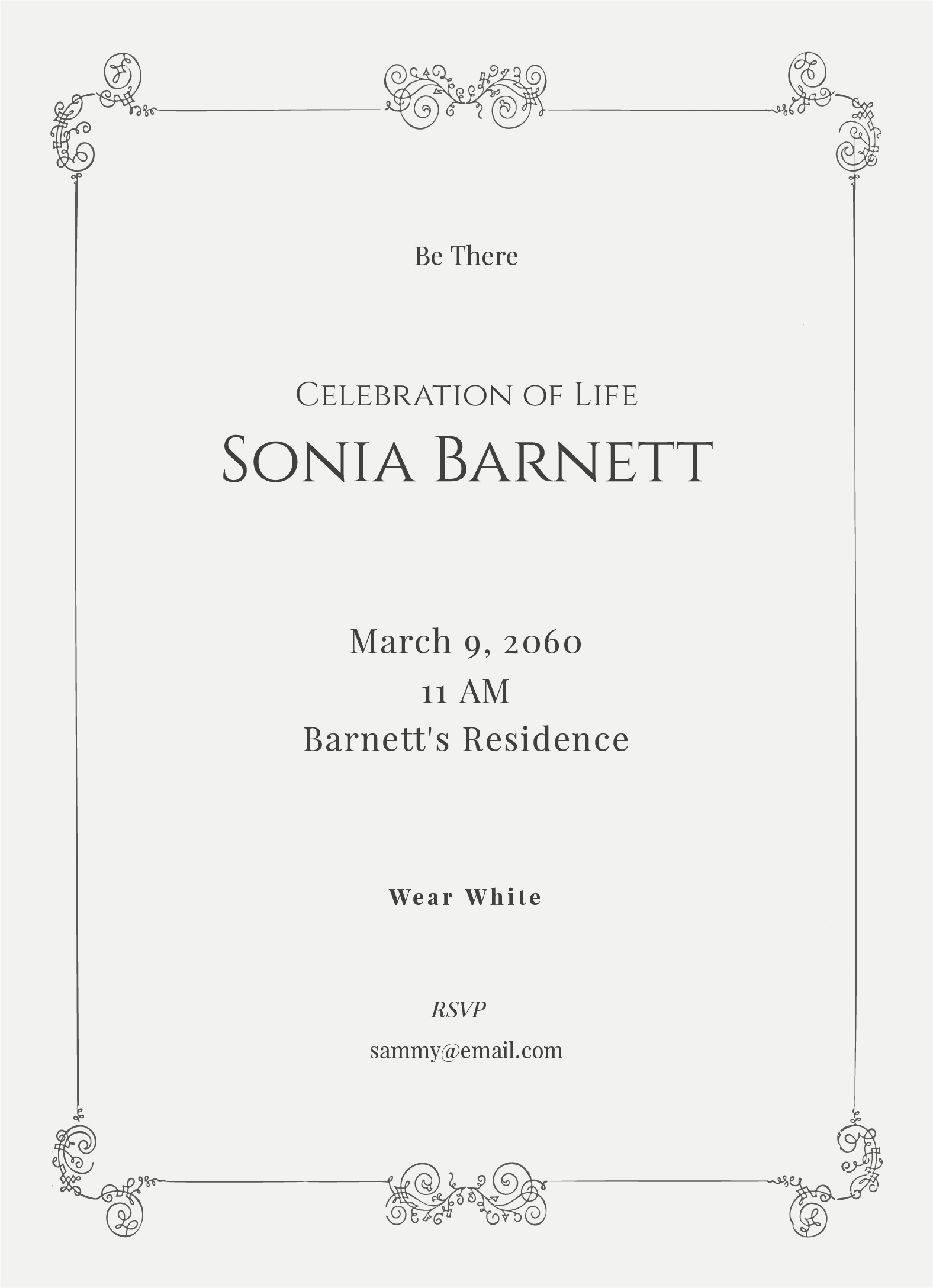 Celebration Of Life Invitation Free Template