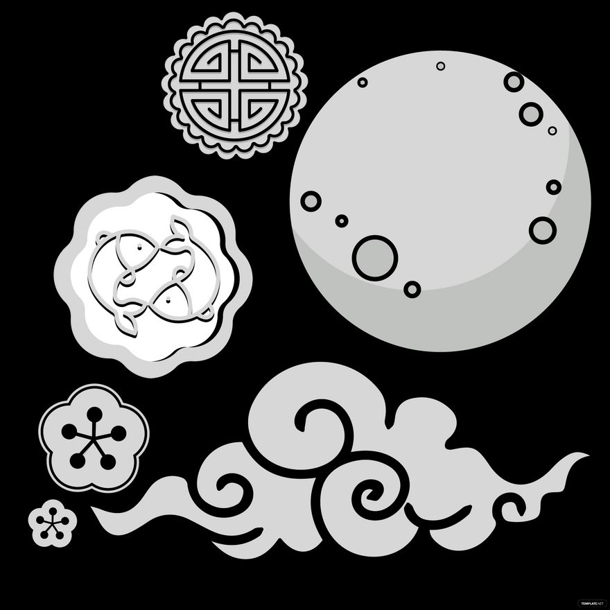 Black And White Mid-Autumn Festival Clip Art