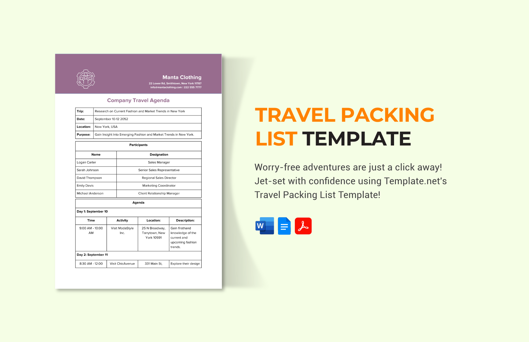 Travel Packing List Template in Pages, Word, PDF, Google Docs - Download | Template.net