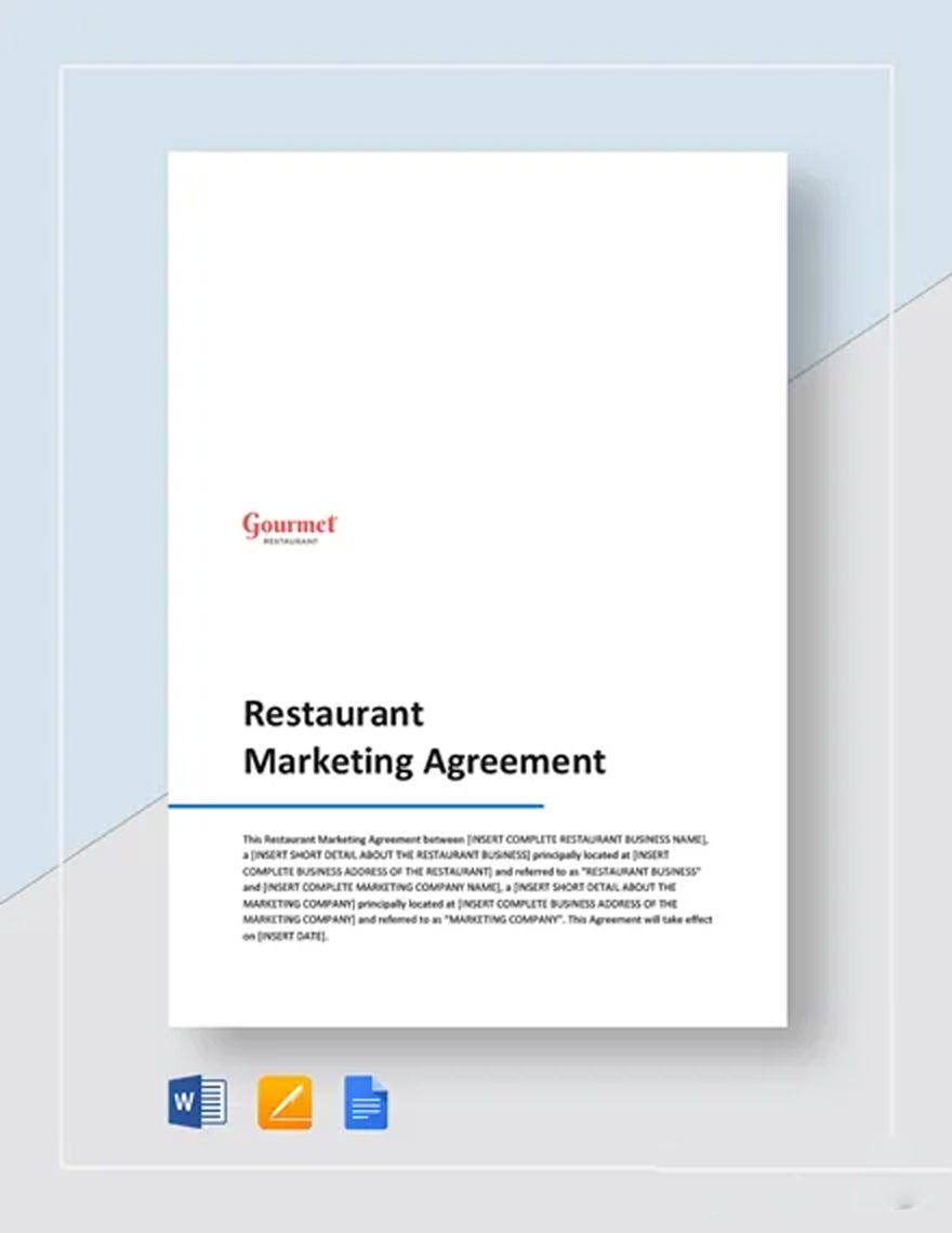 Restaurant Marketing Agreement Template