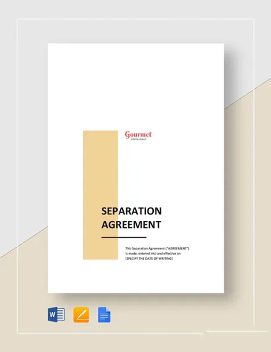 Restaurant Separation Agreement Template