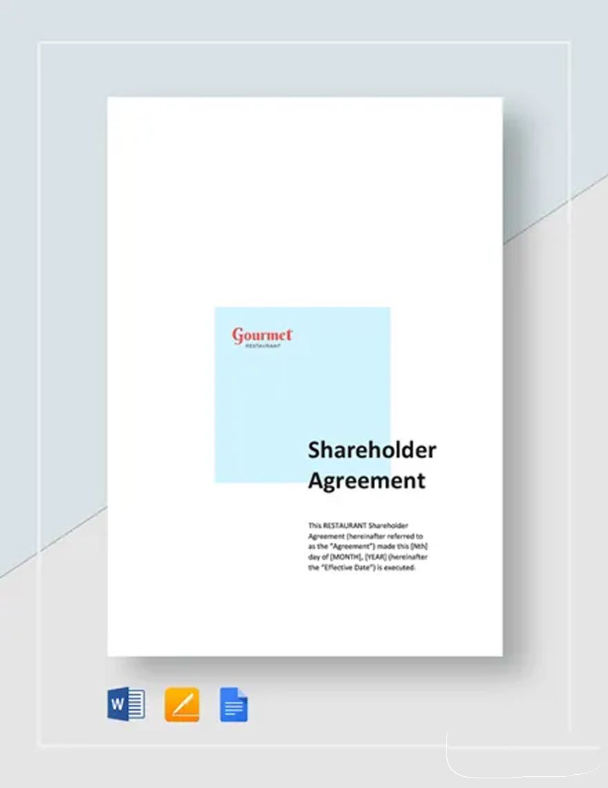 Restaurant Shareholders Agreement Template