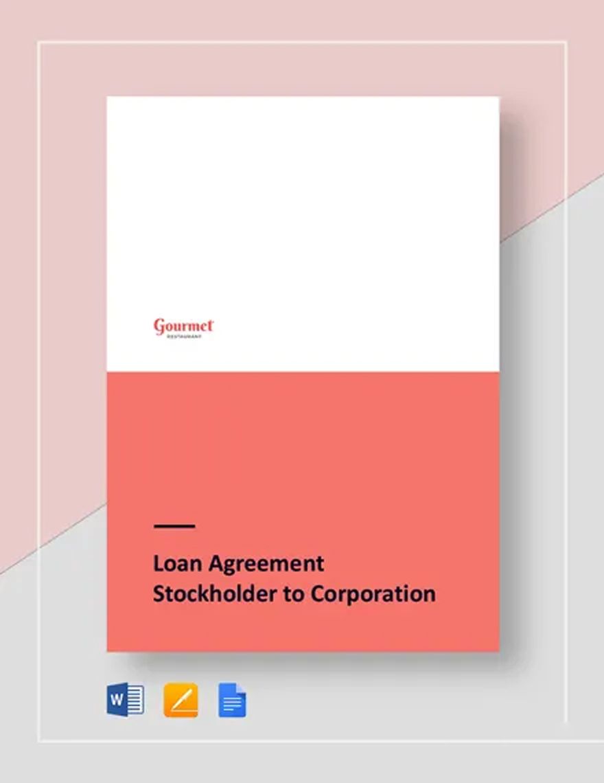 Restaurant Loan Agreement Stockholder to Corporation Template