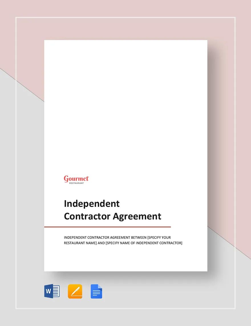 Restaurant Independent Contractor Agreement Template