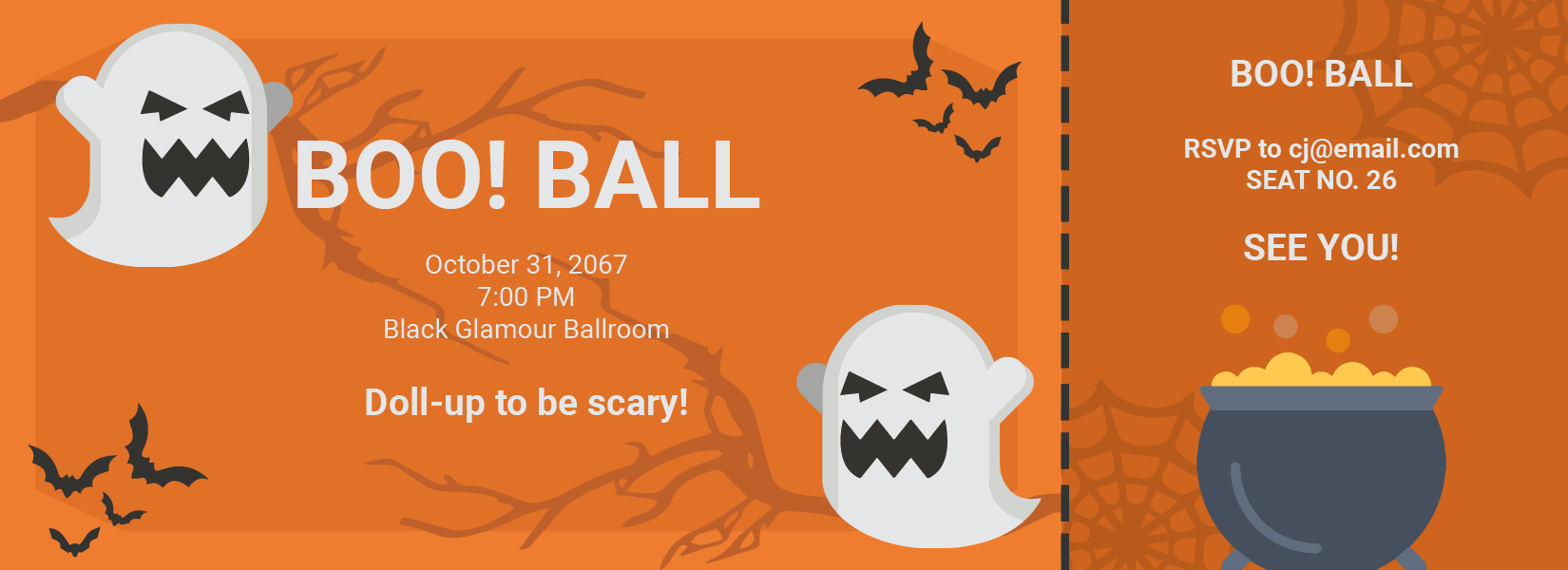 Halloween Ticket Invitation Template