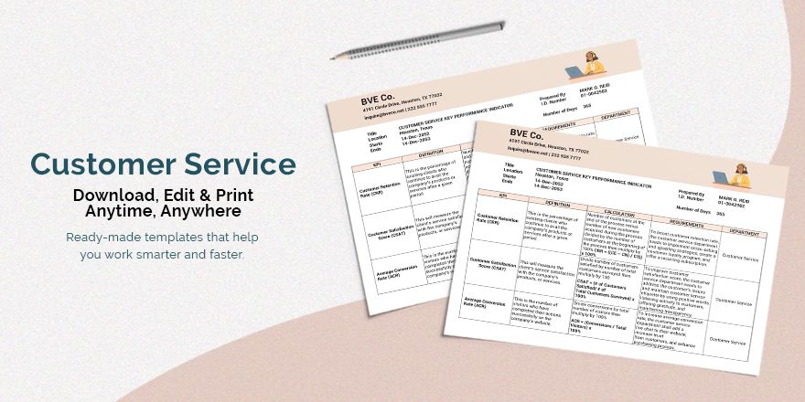 Customer Service KPI Template in Word, Google Docs - Download | Template.net