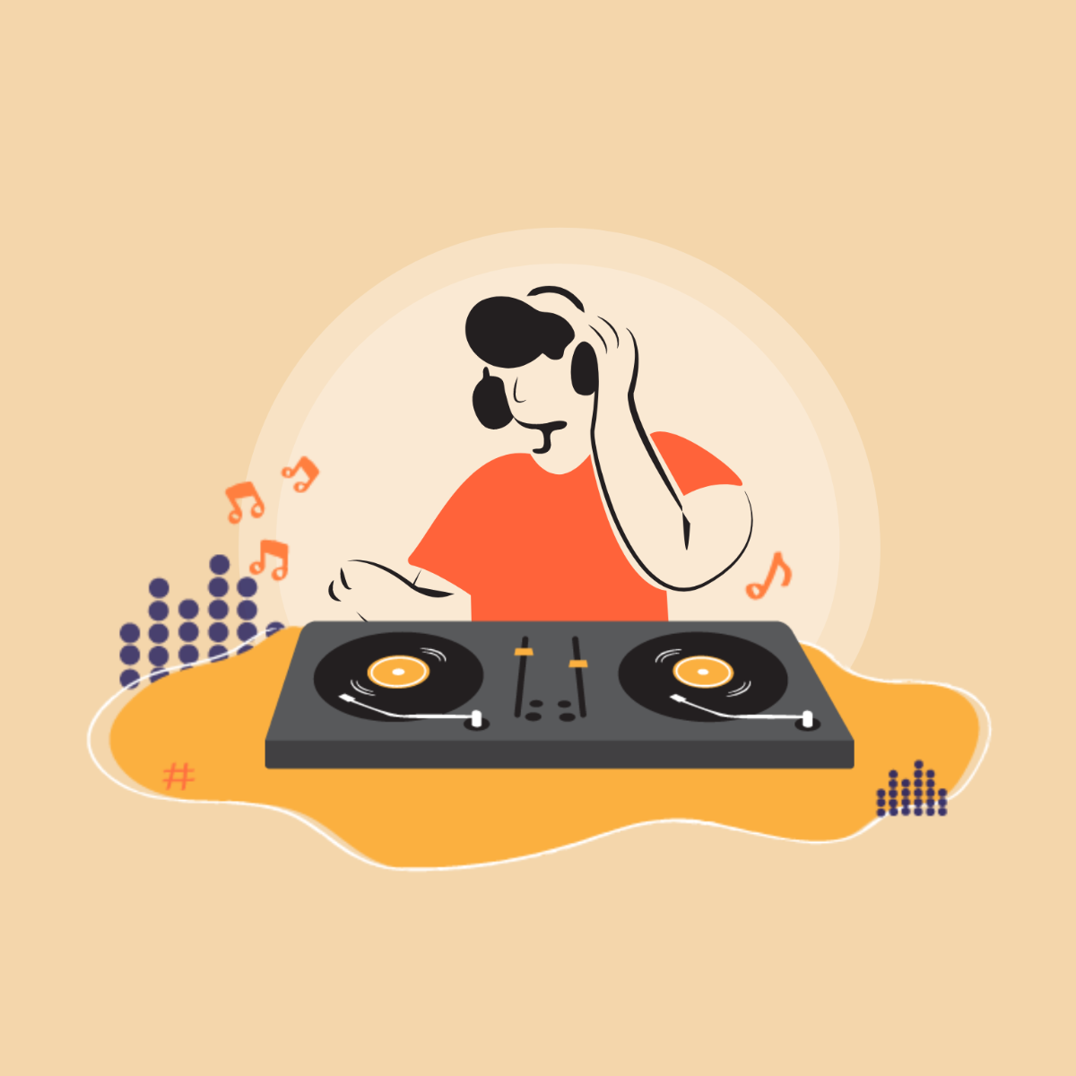 Free Happy National DJ Day Illustration Template