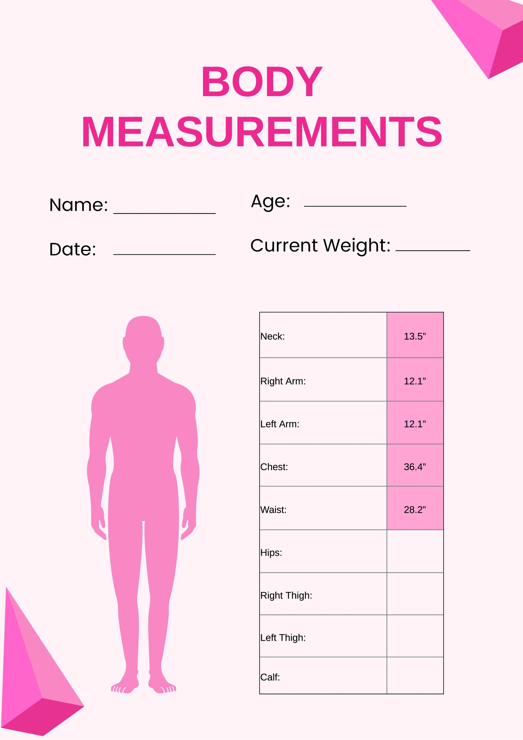 Body Measurement Chart