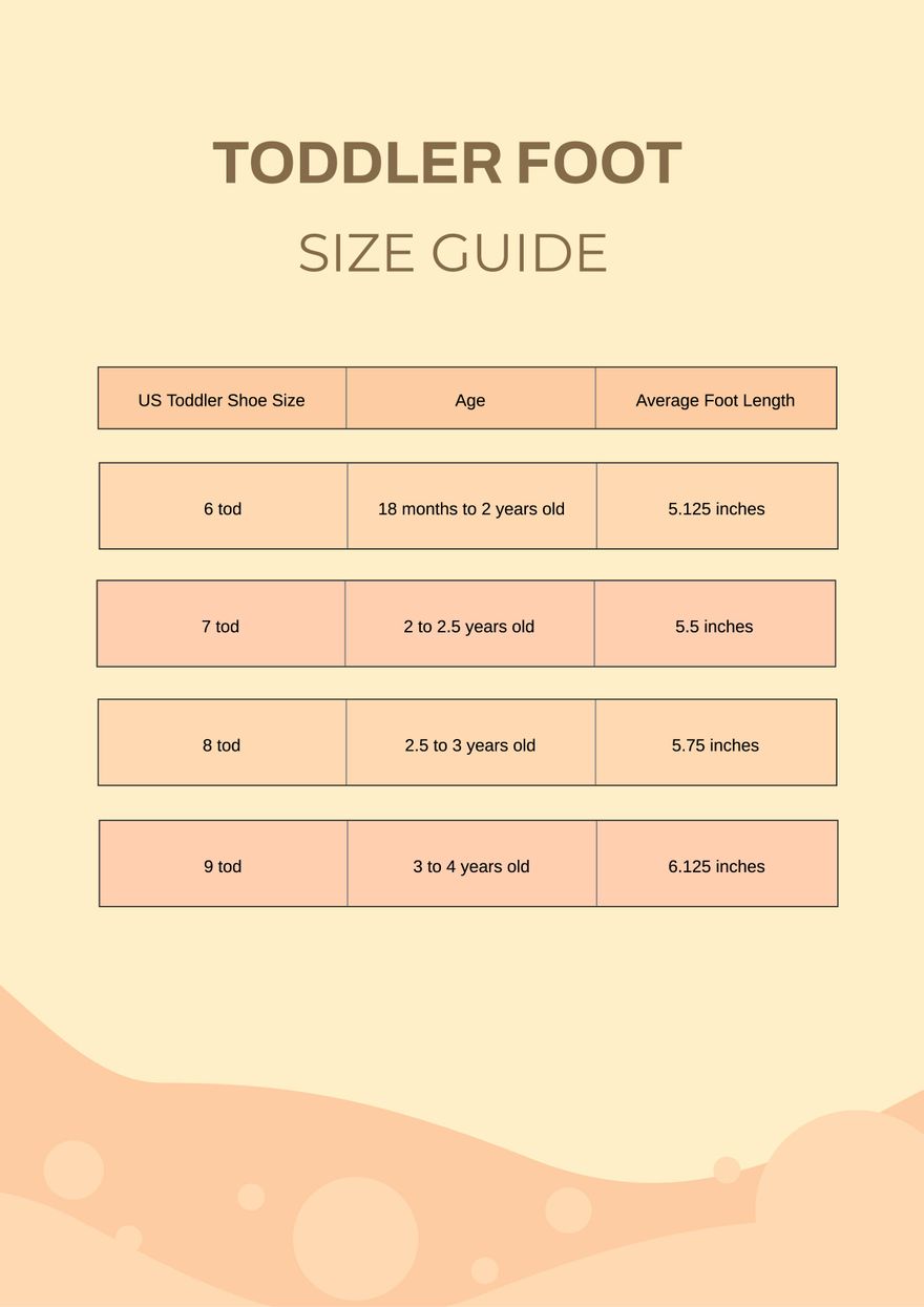 Toddler Foot Size Chart