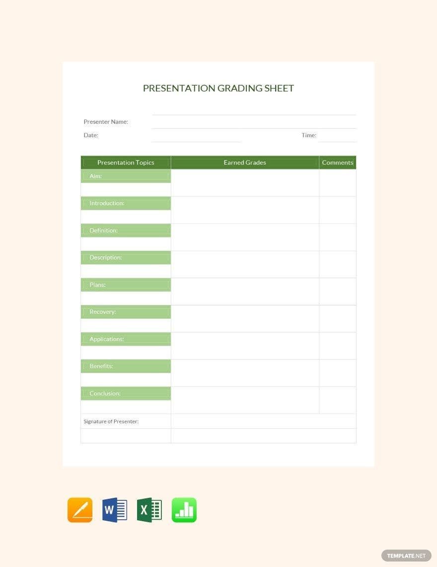 Presentation Grade Sheet Template