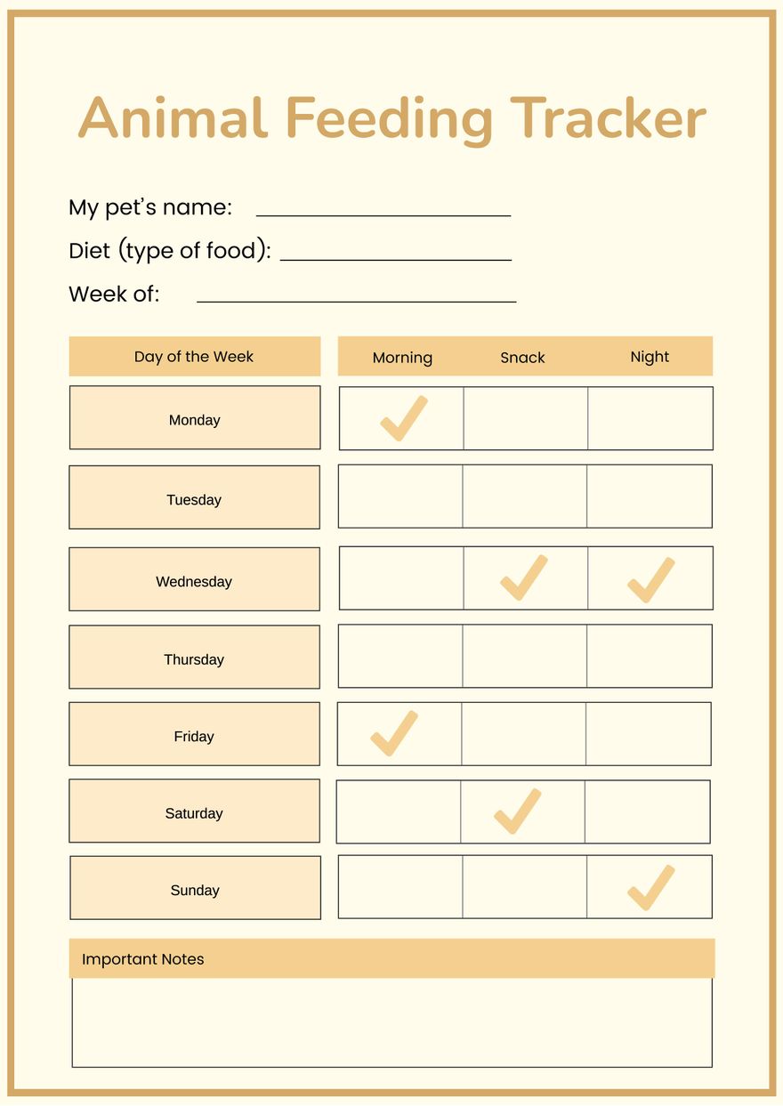 Animal Feeding Chart