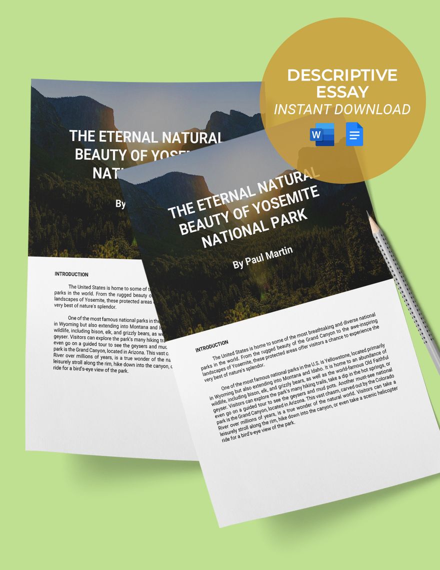 Descriptive Essay Template