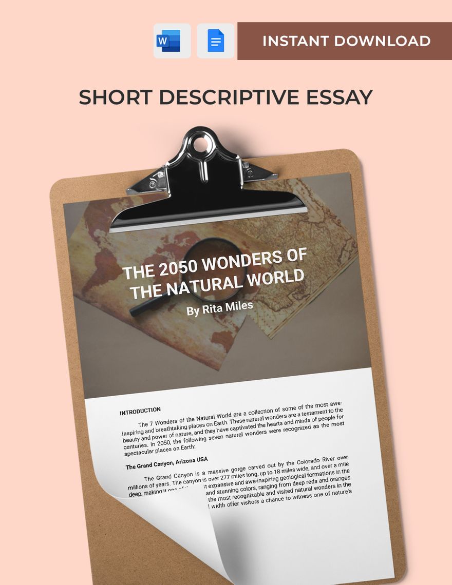 Short Descriptive Essay Template