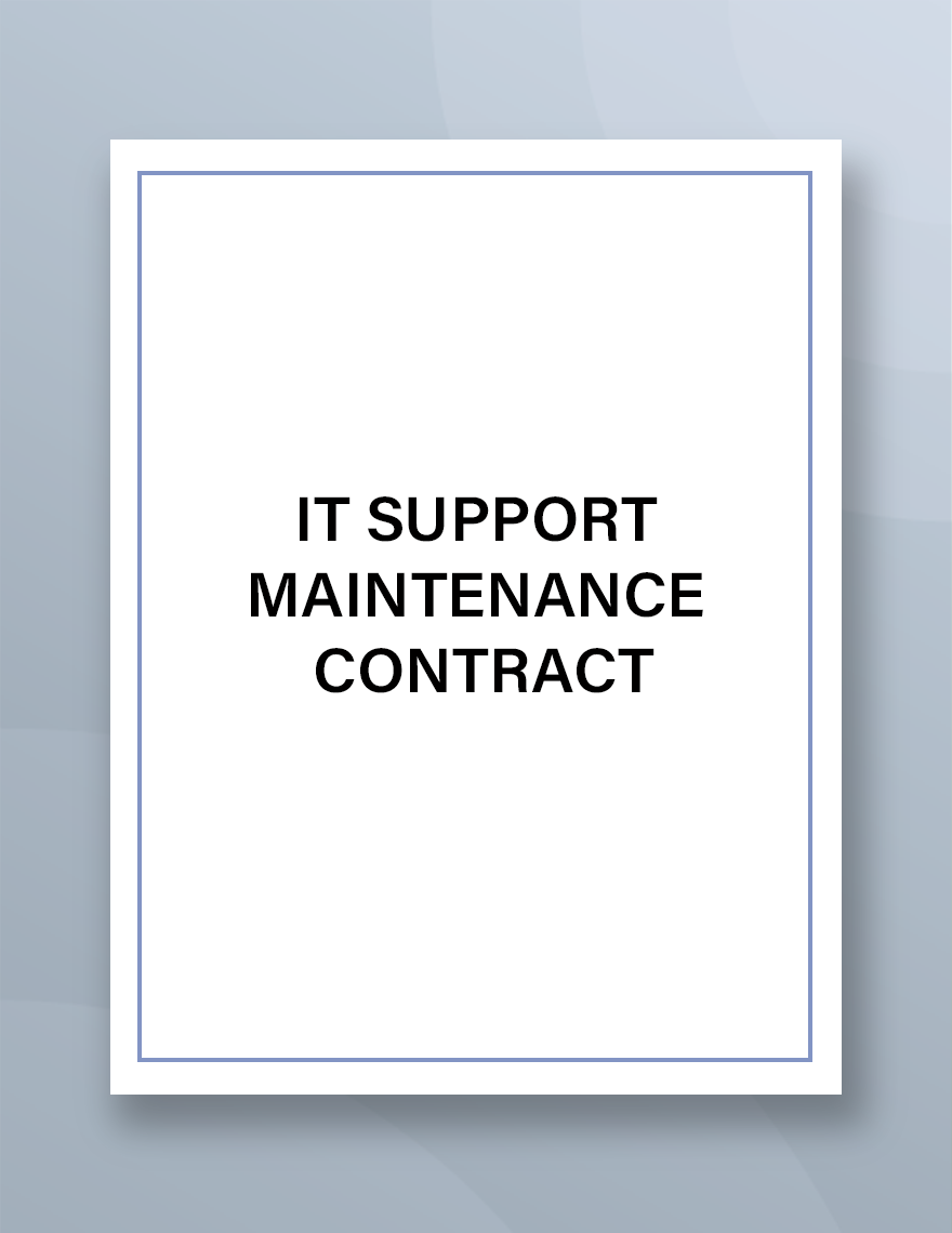 IT Support Maintenance Contract Template