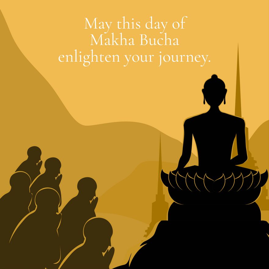 Makha Bucha Wishes Vector