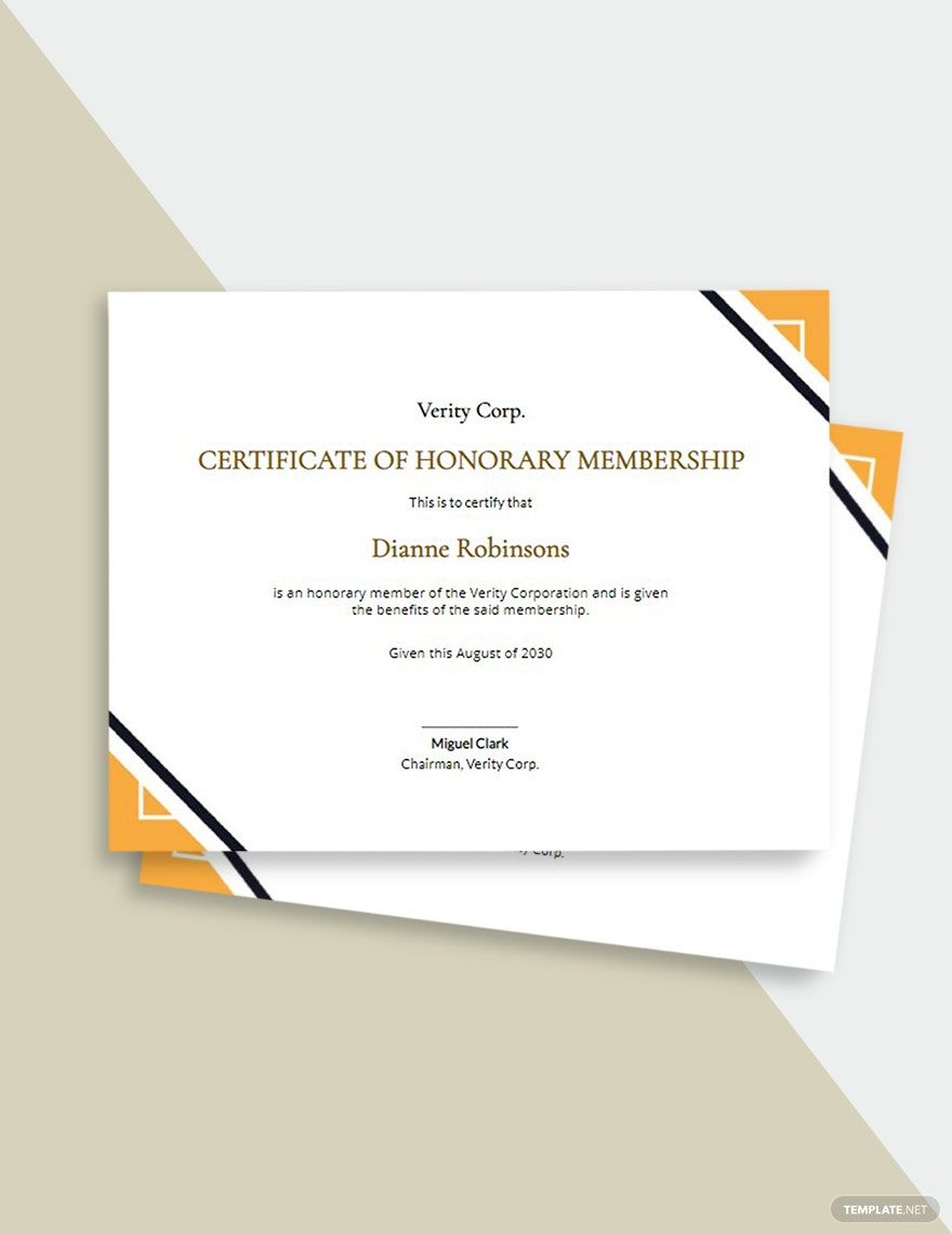 Simple Certificate of Honorary Template in Pages, Publisher, PSD, Word, InDesign, Illustrator, Google Docs - Download | Template.net