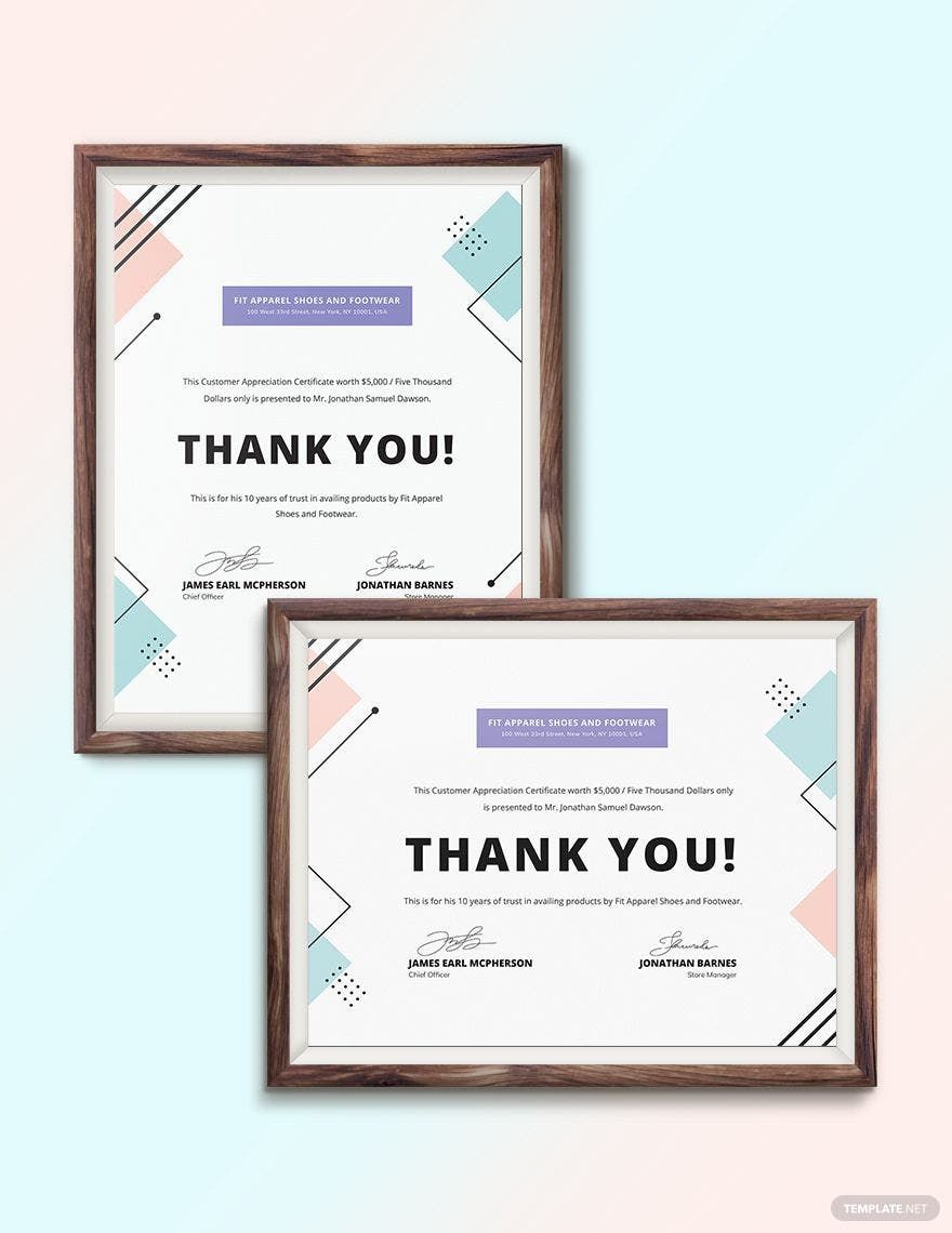 Customer Appreciation Certificate Template