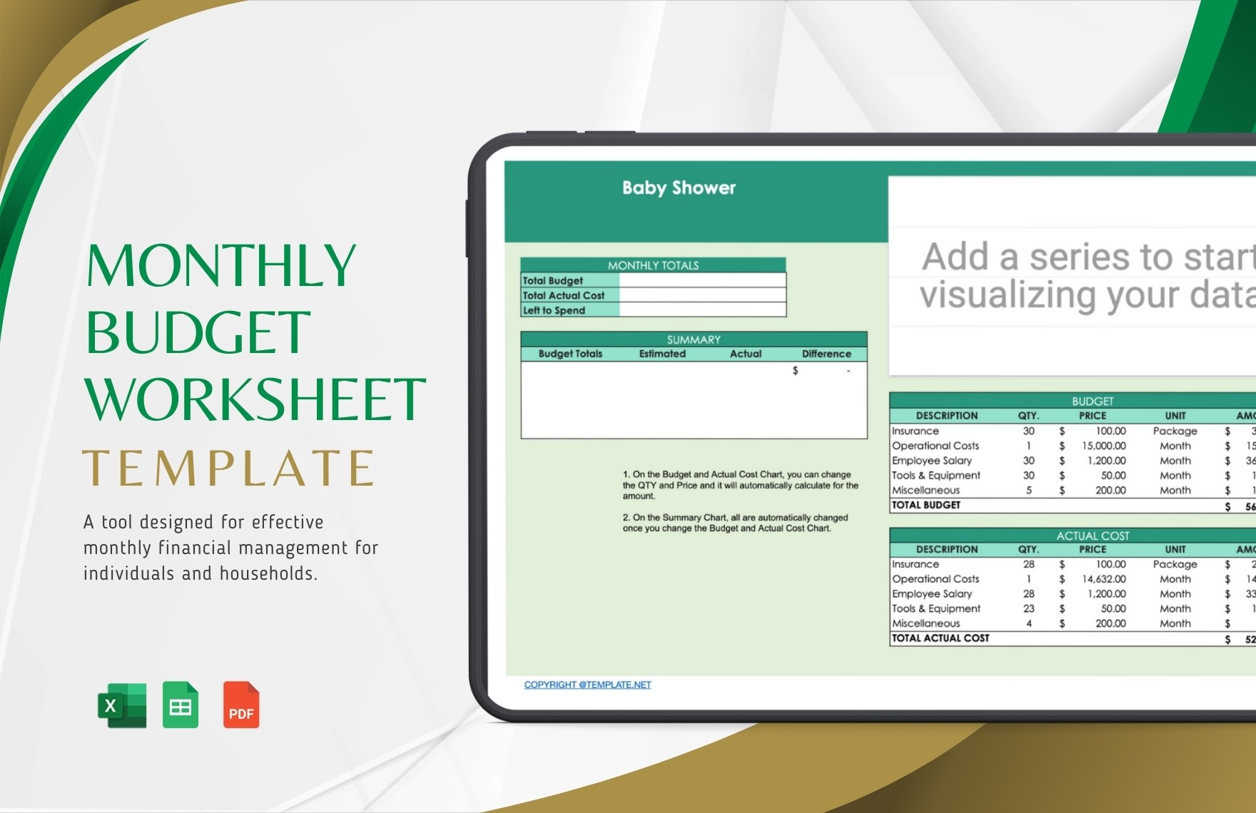 Monthly Budget Worksheet Template in Excel, Google Sheets, PDF - Download | Template.net