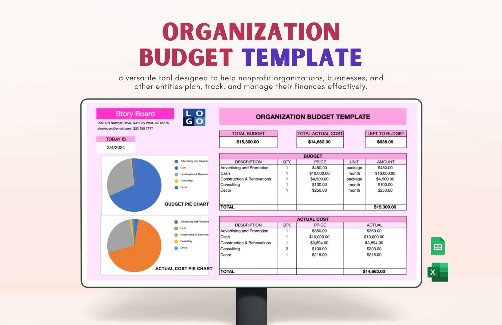 Organization Budget Template in Excel, Google Sheets - Download | Template.net