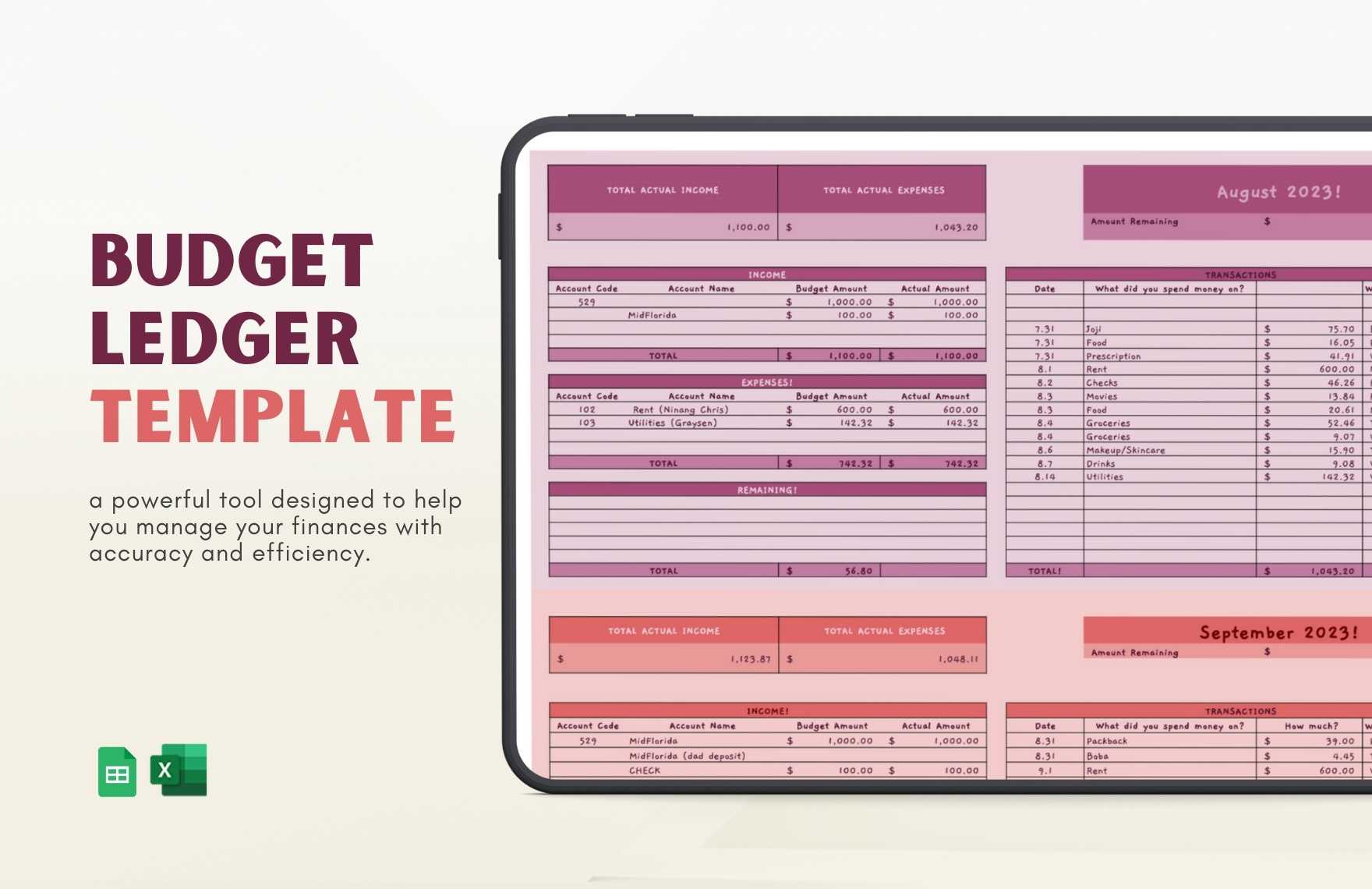 Budget Ledger Template in Excel, Google Sheets - Download | Template.net