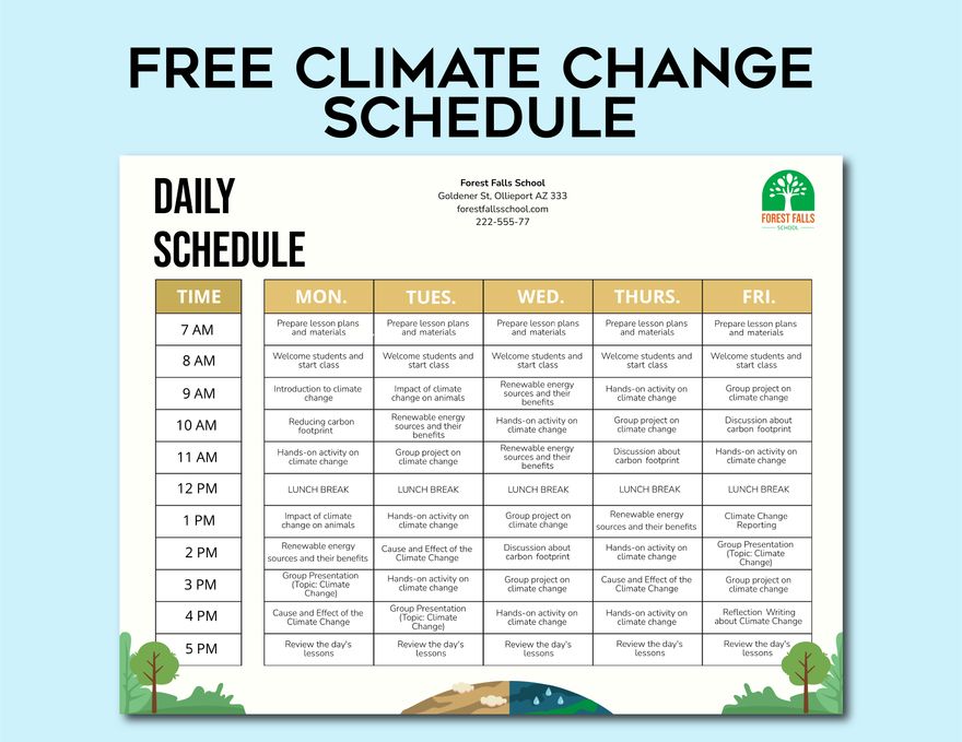 Climate Change Schedule in Illustrator, Word, PSD, PDF, Google Docs - Download | Template.net